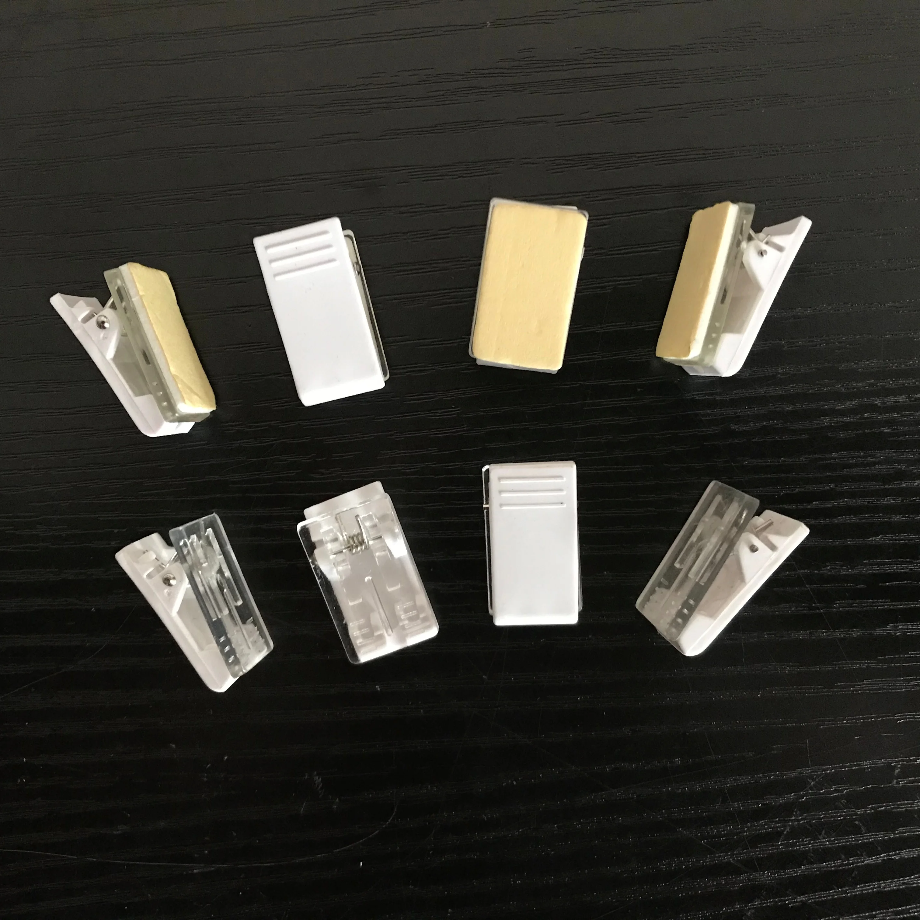 
manufacture cheap wholesale office white plastic clip with adhesive for ID card 