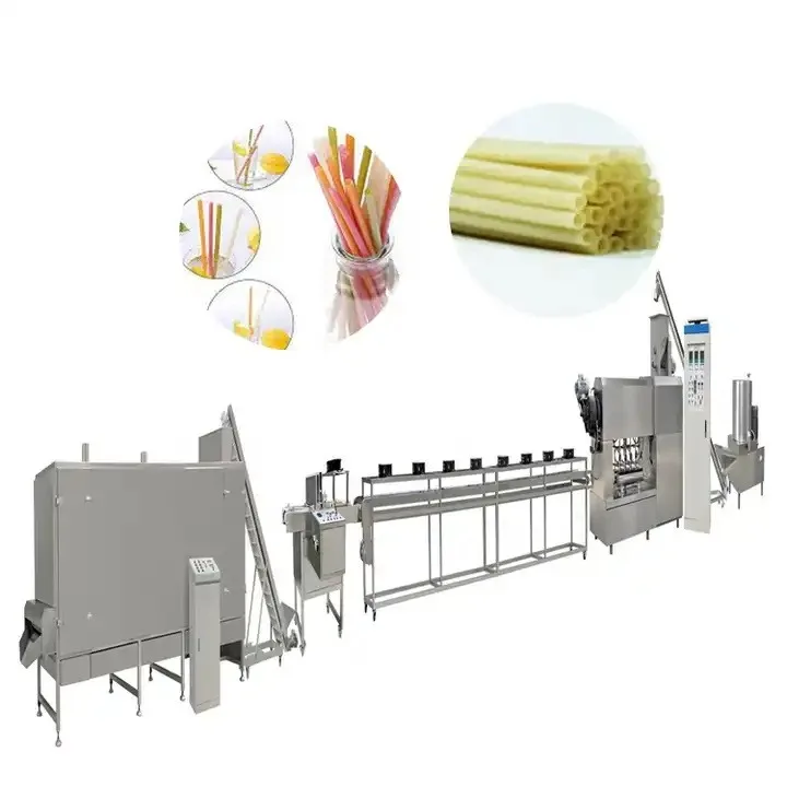 Best Price industrial Edible Rice Straw Making Machine Extruder Automatic Cassava/ Rice / Pasta Straw Production Line