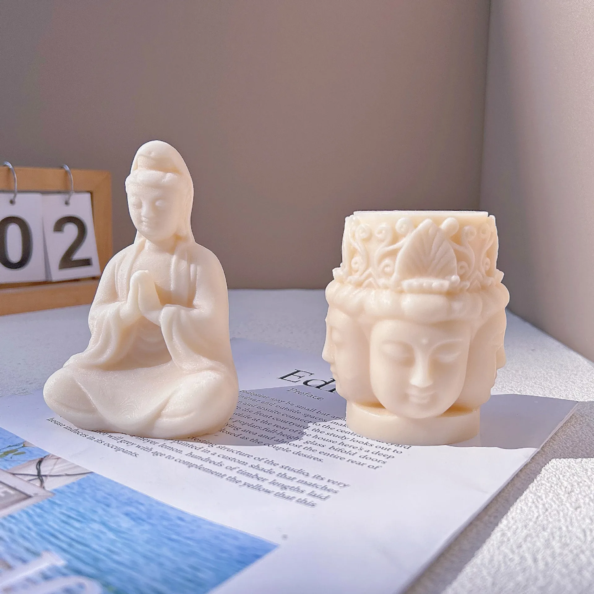Guanyin Buddha Candle Silicone Mold Four Sided Buddha Silicone Mold Cake Chocolate Baking Tool