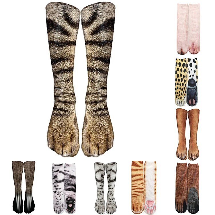 

Fashion womens Paw stripe 3d Cute Designer Funny Girls Animal Fingers Sock Hosiery Toe Zebra Tiger Cat Foot Sox Casual Socks, Customized color