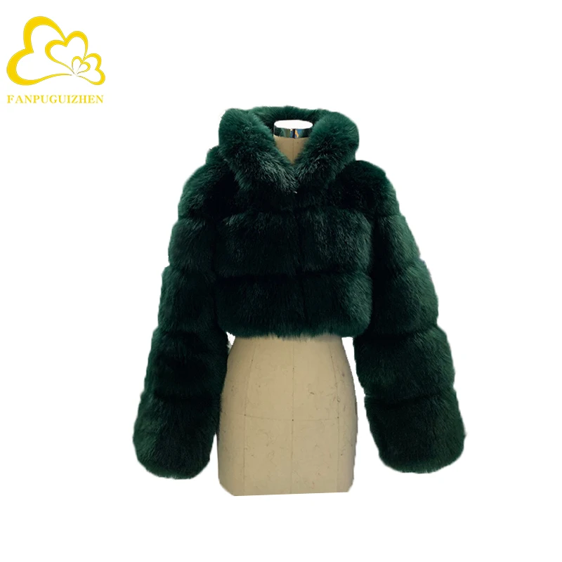 

New Winter Fashion Plus Size Coats Women Faux Fox Fur Coat with Hood Short Style Fake Fur Coat for Lady fur jackets for ladies, Picture