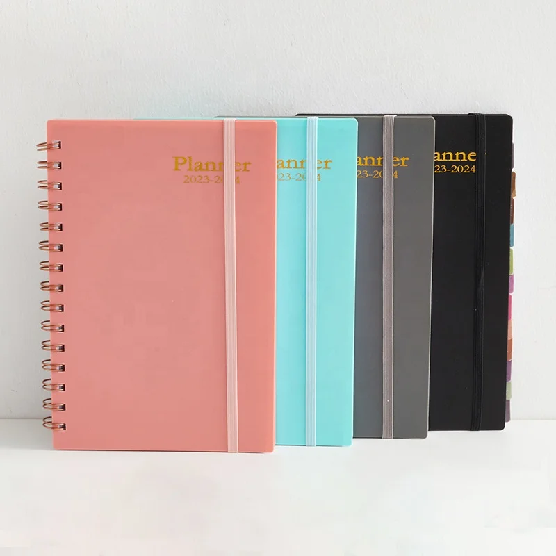 

Ready To Ship 2023 Planner A5 PP Hardcover Notebook Spiral Binding 100 gsm Ivory Pages