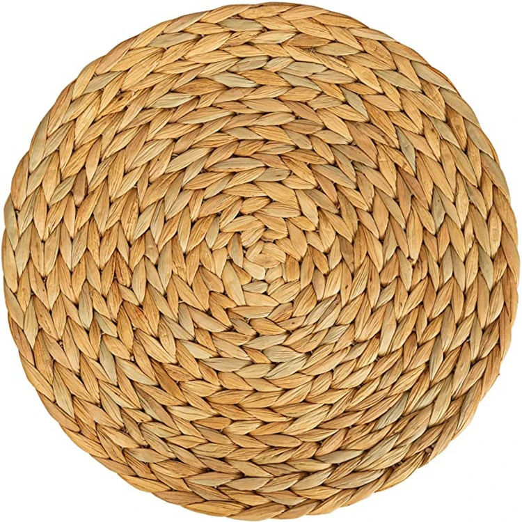 

Woven Braided Placemats And Serving Water Hyacinth Mats Set Of 4 Tassel Flat Natural Dinning Wholesale Round Rattan Placemat