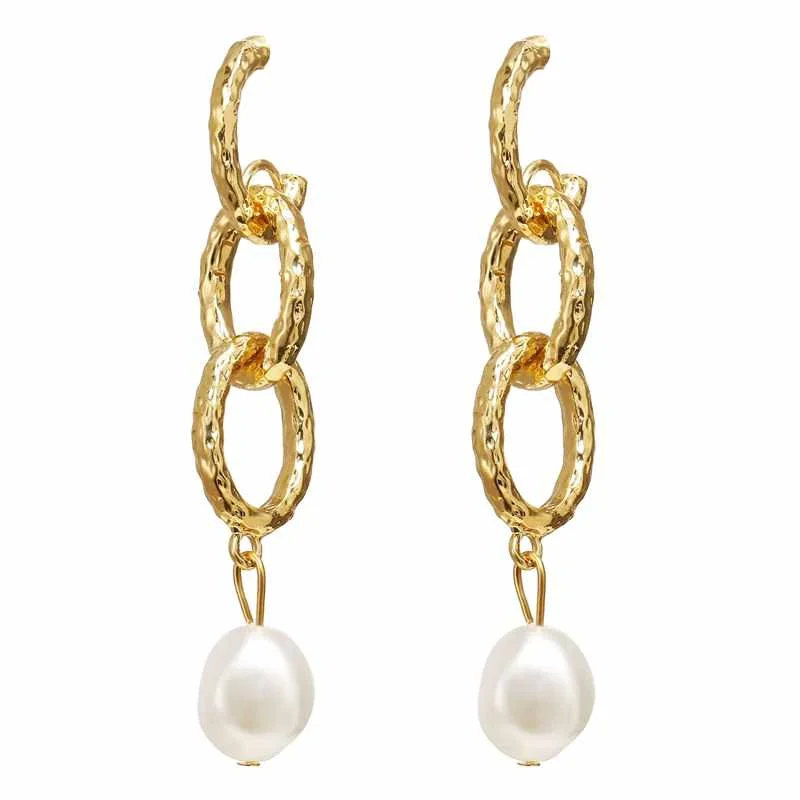 

Popular Gold Plated Artificial Pearl Long Chain earrings for Women Jewelry Wholesale 2020