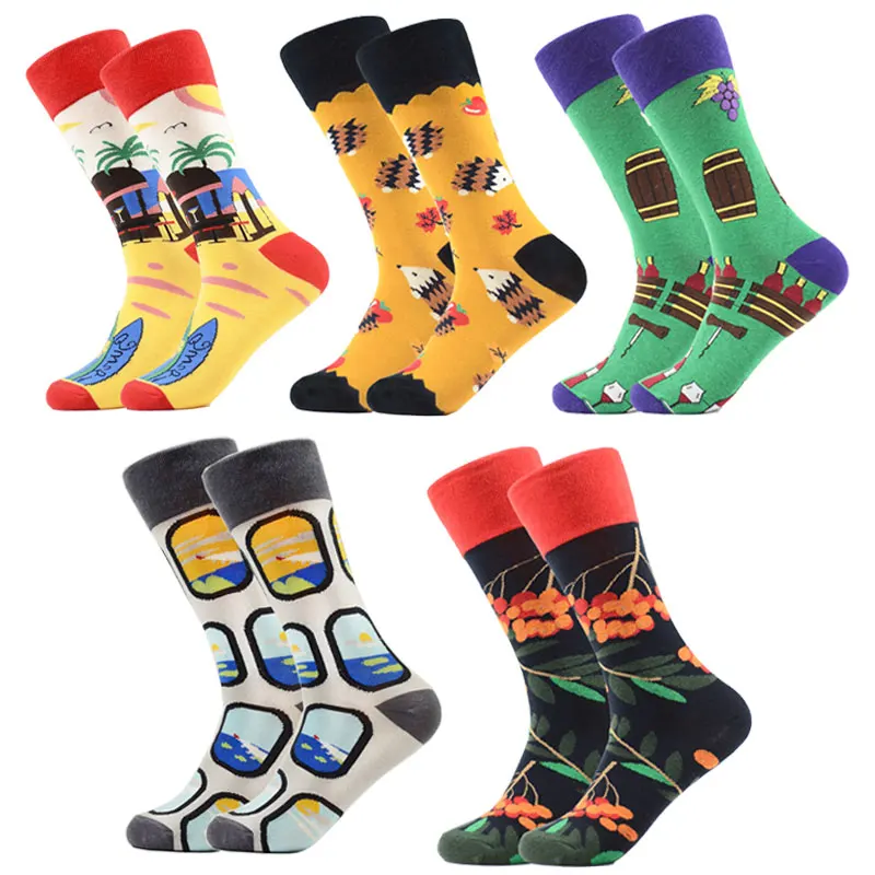 

Wholesale High Quality Fashion Happy Animal Colorful Sock Design Funny Crew Socks Cotton Men Socks Custom Logo