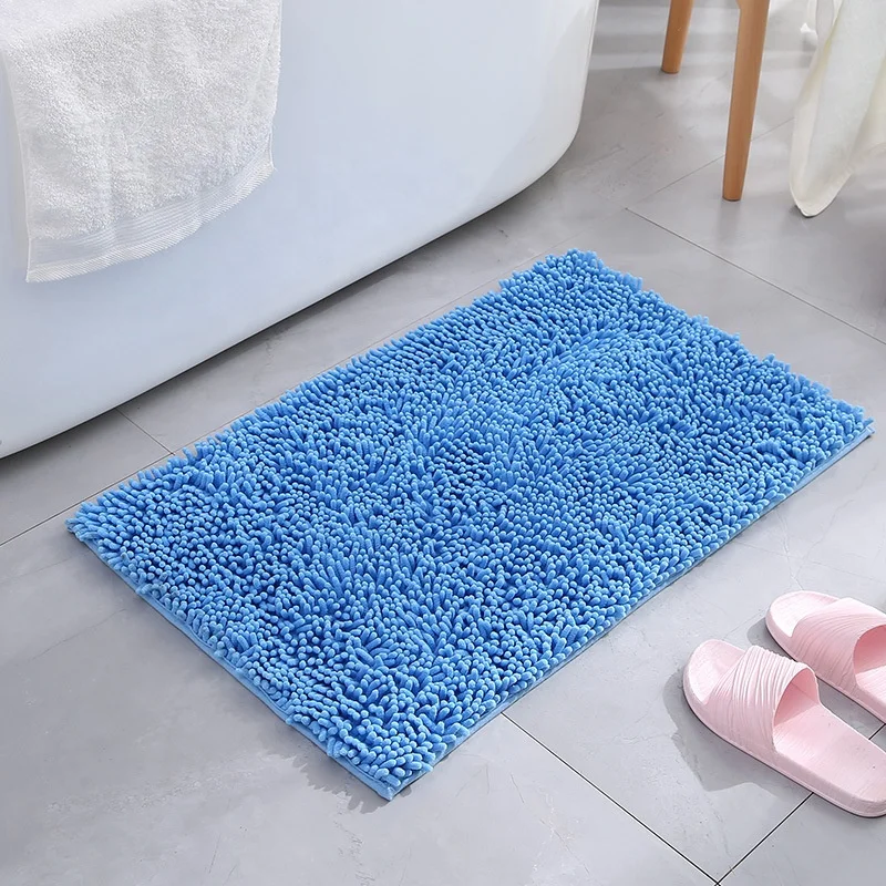 

BSCI Non-Slip microfiber bathroom mat Shower Mat Machine-Washable Bath Rug Washable Chenille Carpet Rugs dropshipping, Camel, rose, grass green, dark brown, blue, grey