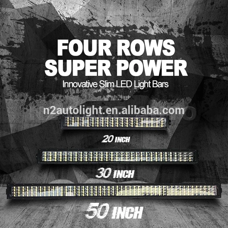 N2 Wholesale High Lumen PHILIPS Four Rows 10v-30v Super Power LED Light Bar with 120w-624w Options Curved/Straight