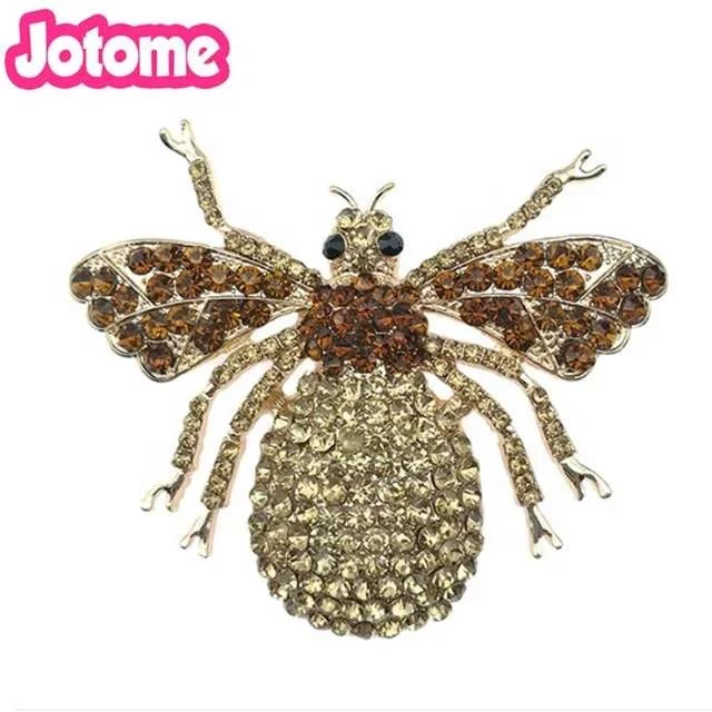 

Wholesale Fashion Alloy Gold/Silver Plating Crystal Bee Brooch Fly Insect Pin Brooch for DIY Jewelry Embellishment, Red green