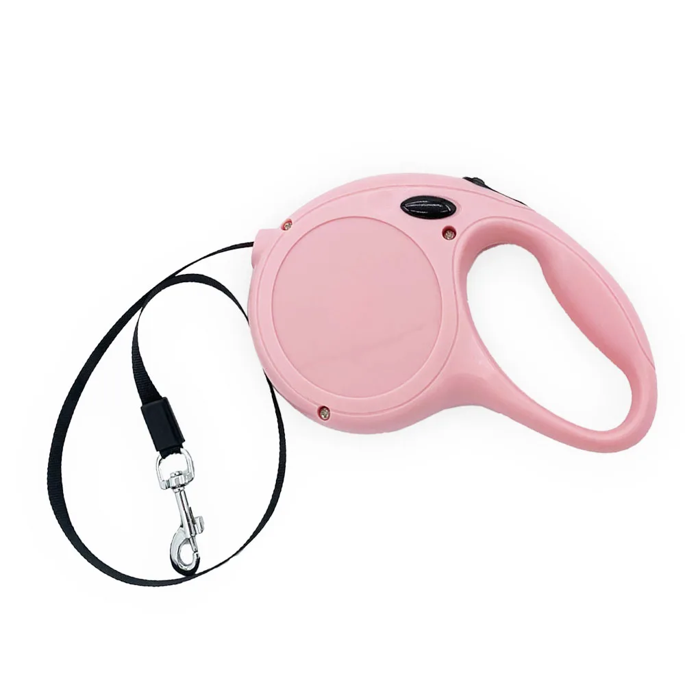 

Factory Wholesale Anti-slip Retractable Handle Dog Training Lead Belt Pink