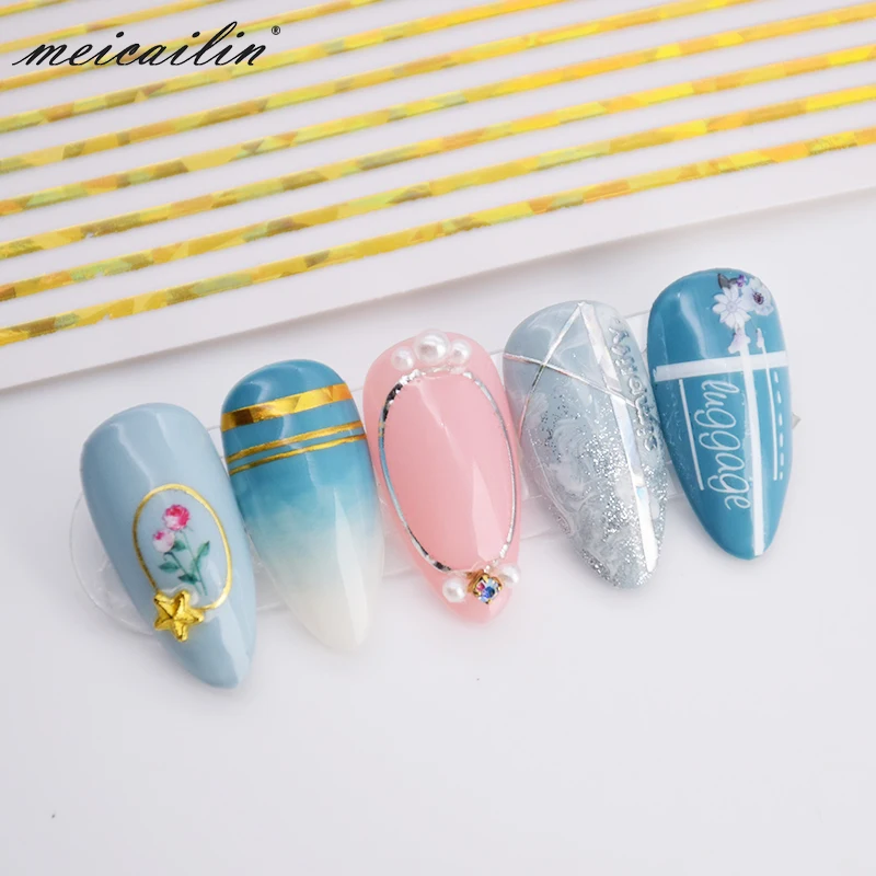 

Good quality 3d line nail stickers with wholesale price, 7 colors