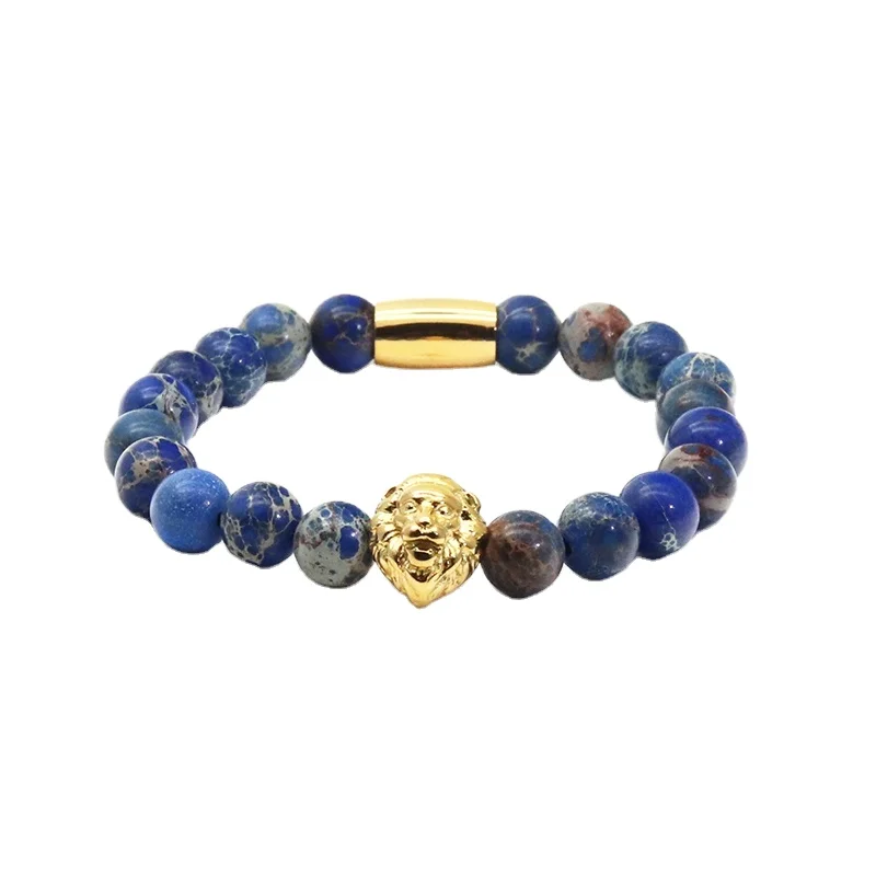 

Royal Lion Collection stretch stone bracelets in18K gold for wholesale