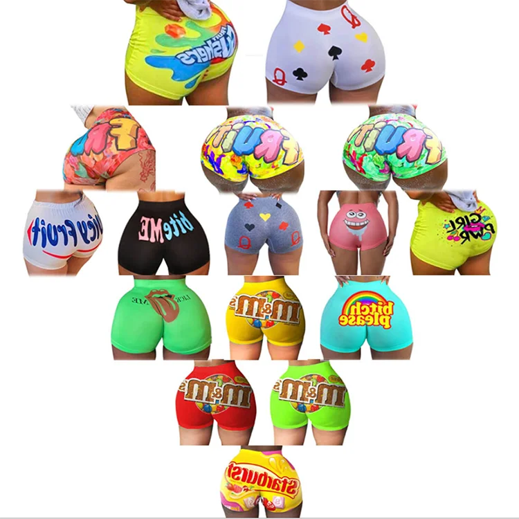 

2021 summer new candy high waist denim yoga fitness cycling shorts summer booty shorts for women casual shorts panties bike, Custom color