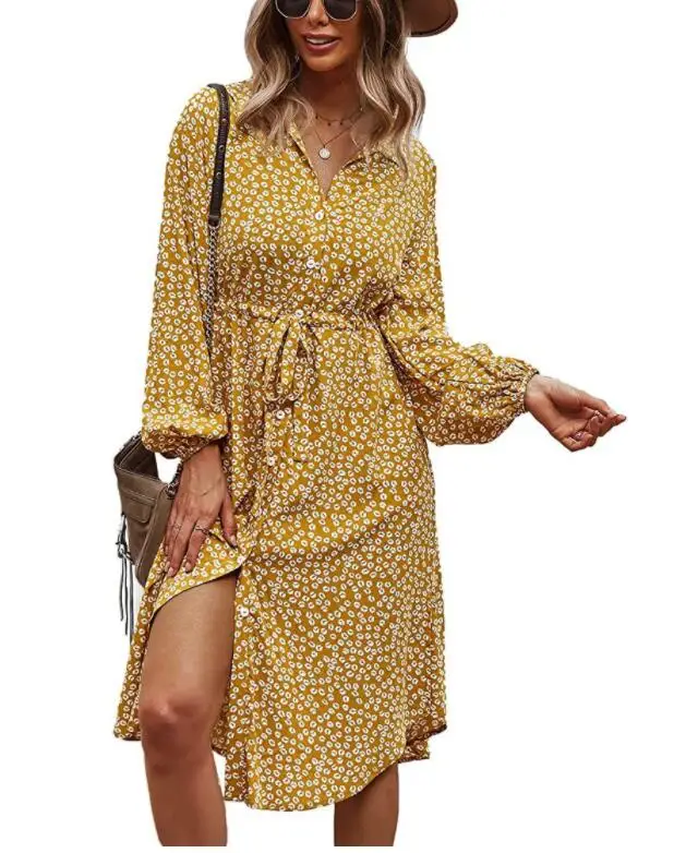 

Wholesale selling women's autumn new Europe and the United States printing long sleeve dress in the Bohemian dress casual dress