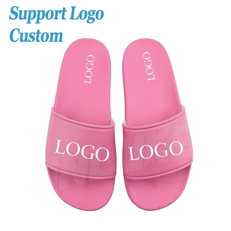 

Wholesale Custom Slippers Printing House Super Soft PU Custom Logo Men Slides Slippers, Picture shows