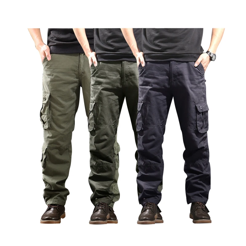 

Custom Logo Label Design Hip Hop Straight Khaki 6 Pockets Stacked Cargo Pants Casual Men, Yellow brown green 13 colors