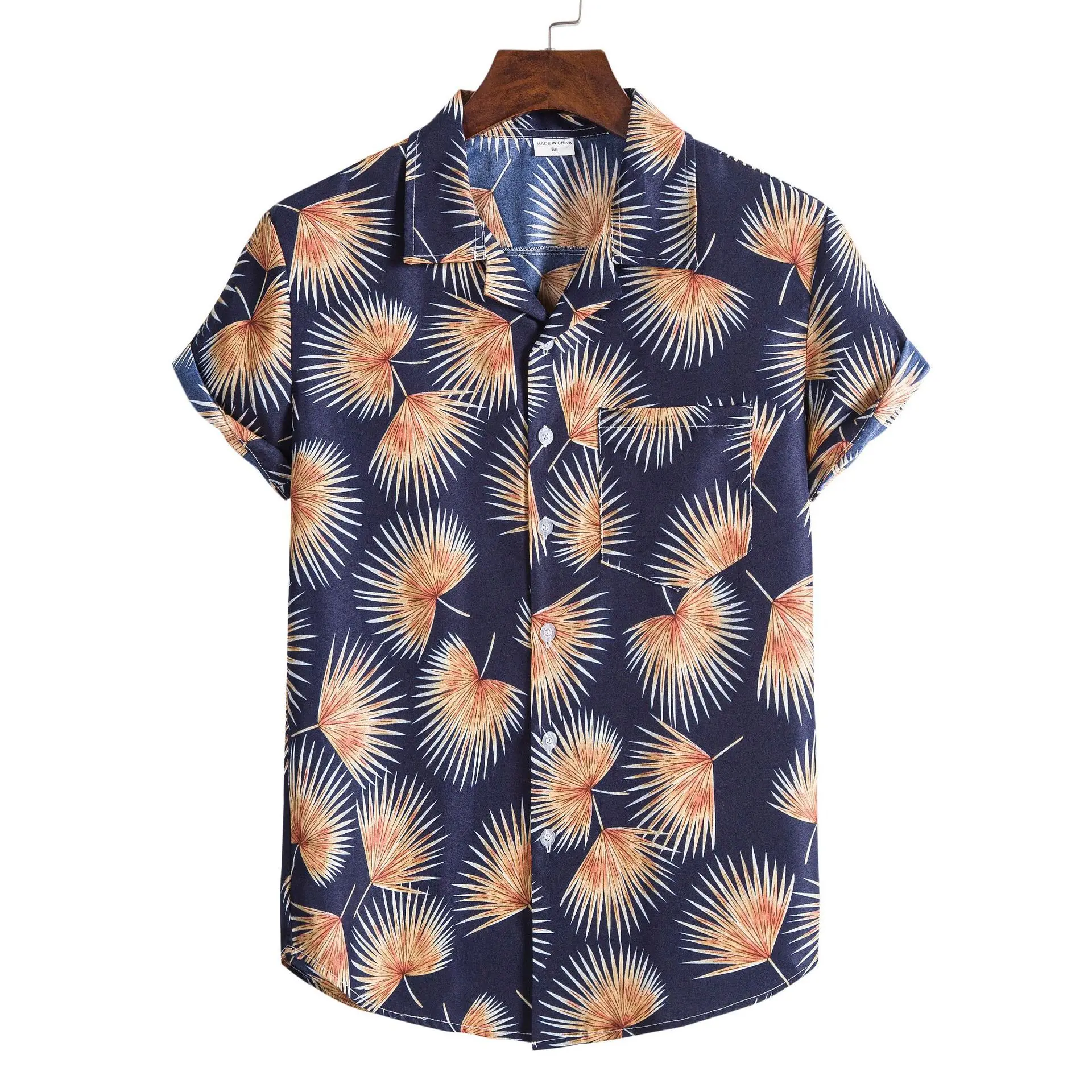 

Summer fashion new men leisure floral lapel shirt short sleeve temperament commutes