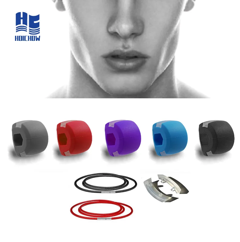 

Clear Jaw Line Jaw Training Device Muscle Training Ball Chewing Device Face Neck Chin Exercise Tool Lean Masseter Muscle Jawline, Blue black purple red