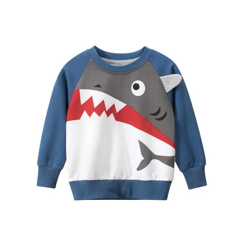 

free shipping fashion spring childrens hoodies printed shark kids sweatshirt hoodie for boys