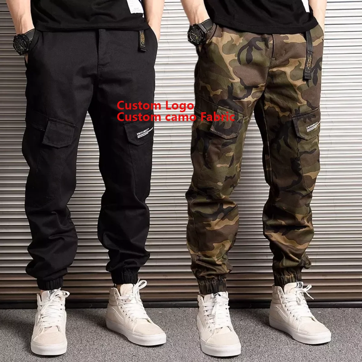 Custom Men Camo Pants Big Pocket Loose 