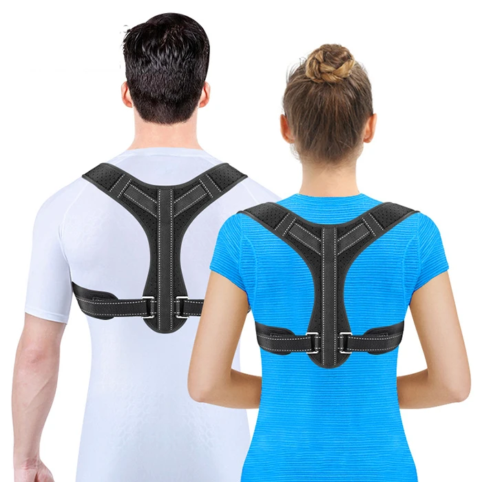 

2021 hot sale in stock postural straightener posture corrector adjustable back straightening support belt back support, Black