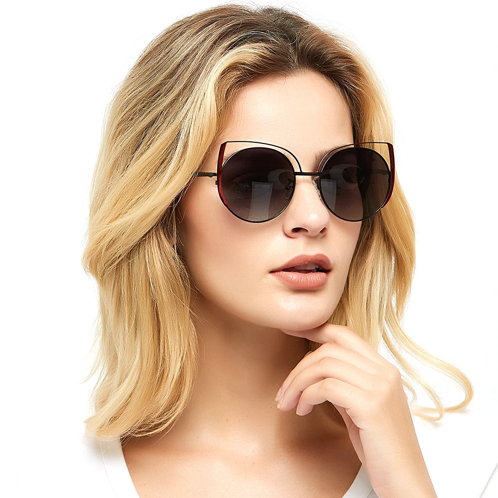 

2020 Hot Design Premium Manufacture Cat Eye Fashion Sun glasses Lovely Metal UV Woman Polarized Sunglasses