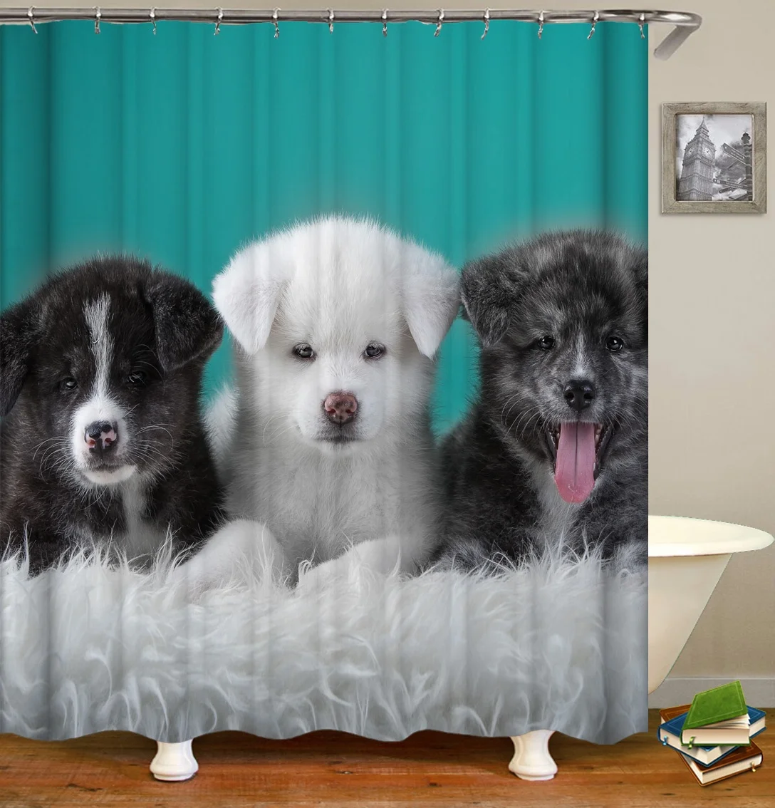 

Custom Shower Curtain 4Pcs sets Black Lab Labrador Retriever Dog for Home Bathroom Decorative Bath Curtains with Hooks, Custom-made