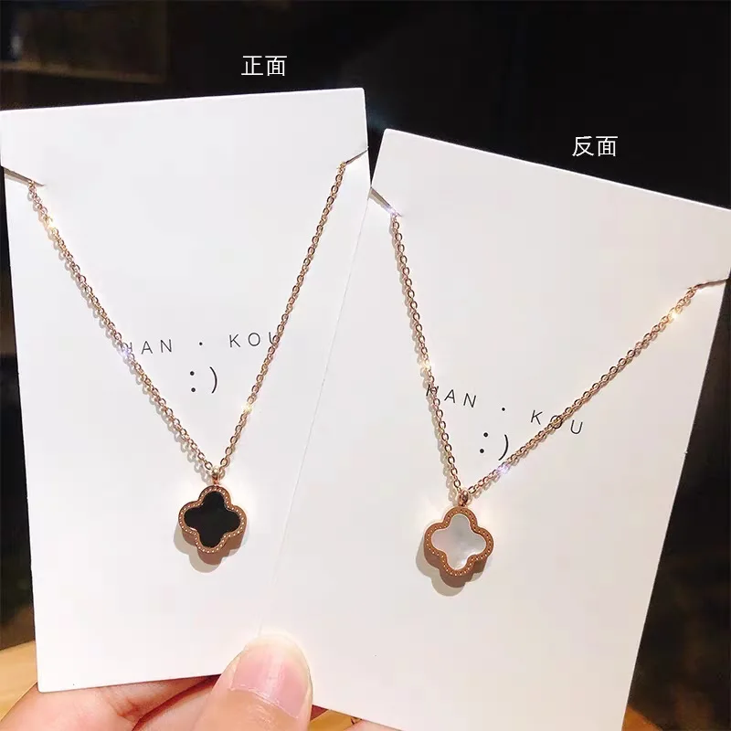 

Top Selling Fashion Custom Necklaces Clover Stainless Steel Necklaces Jewelry For Women, 11 colors available