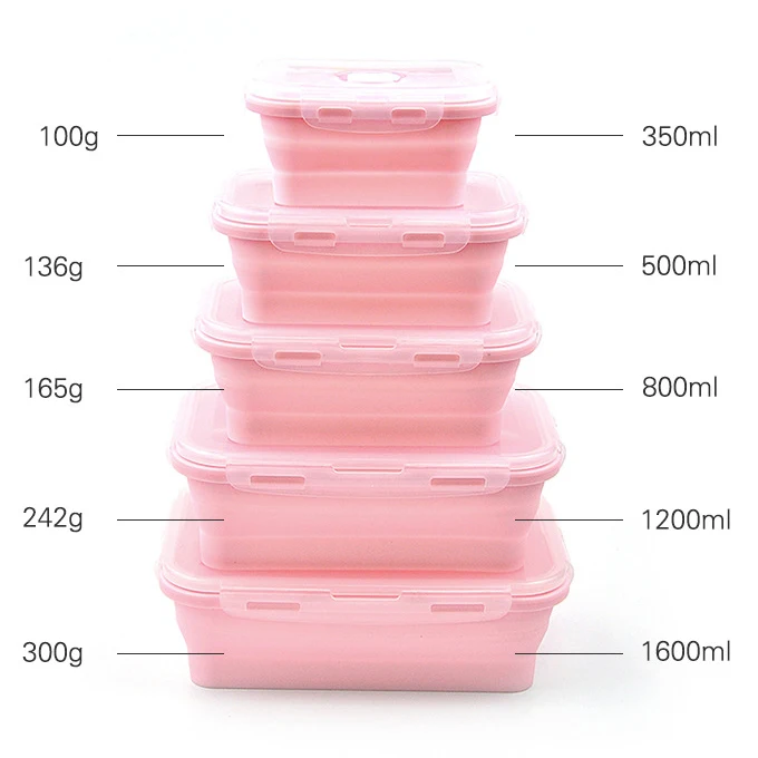 

Reusable Eco-friendly lunch box Set Silicone food container Silicone Bento Box Collapsible Silicone Lunch Box For Kids