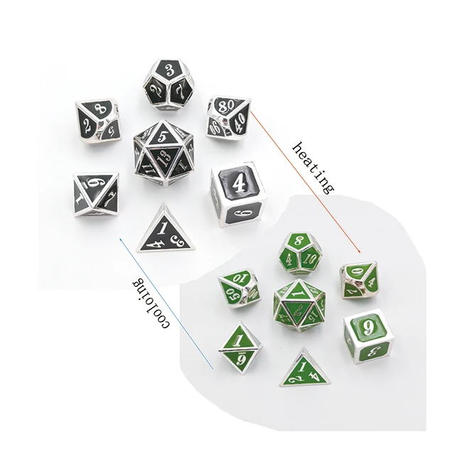 
Color changes with temperature factory design zinc alloy metal dice sets customized as you need 