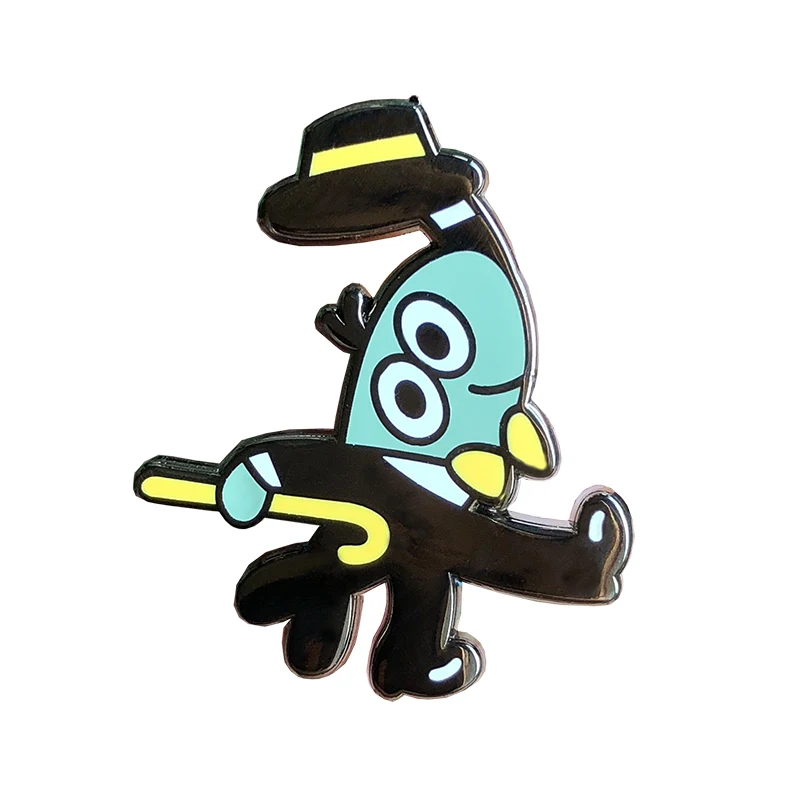 

Cute gentlemen fish hard enamel lapel pin black nickel metal  moq 1pc