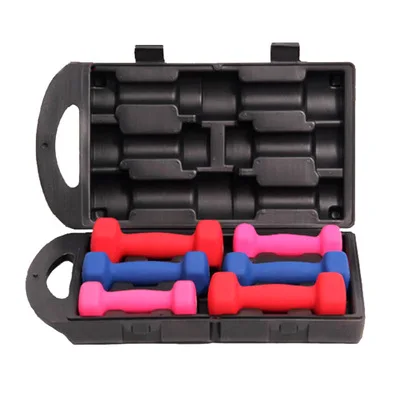 

DROP SHIPPING 6KG/10KG Sports Equipment Set Vinyl Coated Dumbbell Colorful Rubber Neoprene Hex Dumbbell Set with Box