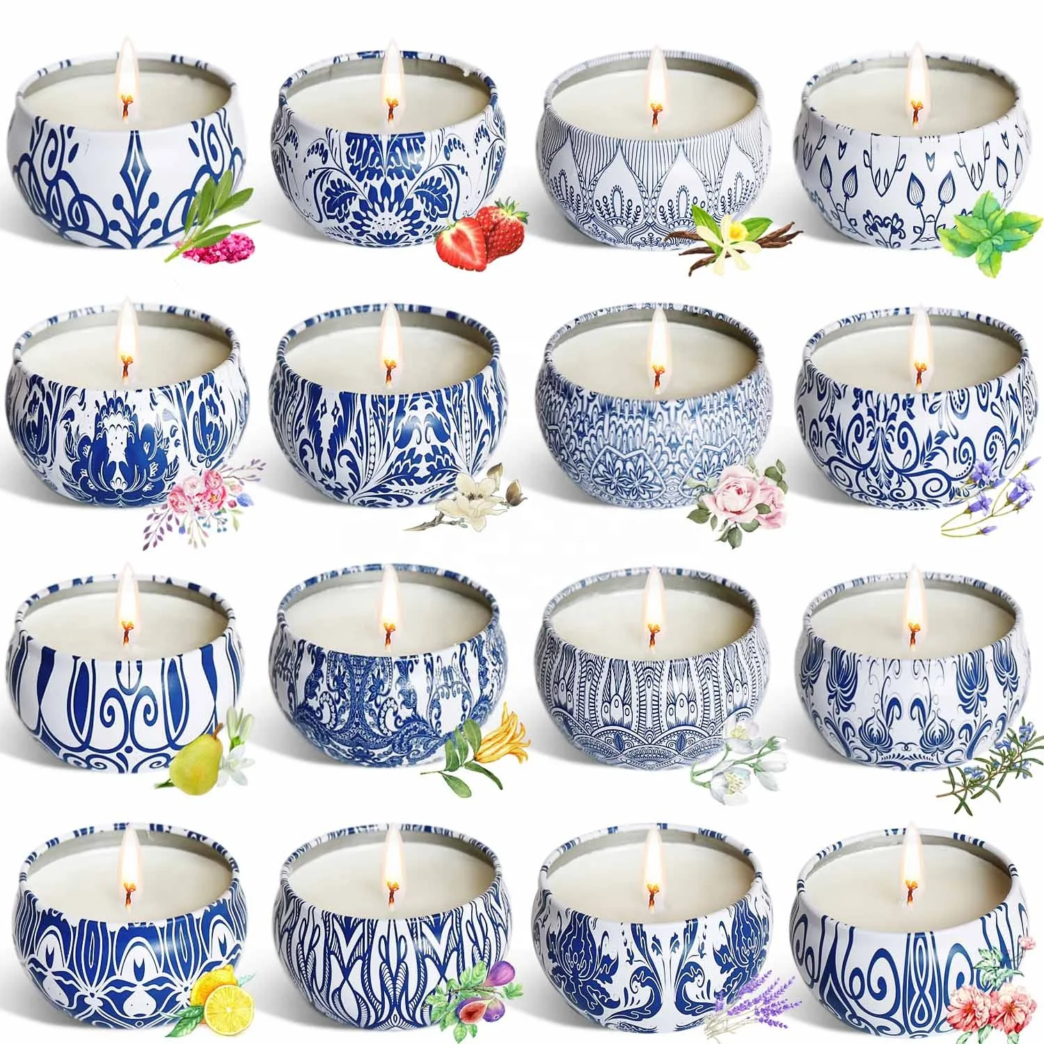 
2.5 oz 16pcs pack soy wax scented tin candles 