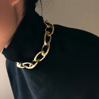 

Gold Silver Color Big Thick Chain Necklace Linked Circle Choker Necklaces for Women Punk Style Vintage Necklace Trendy