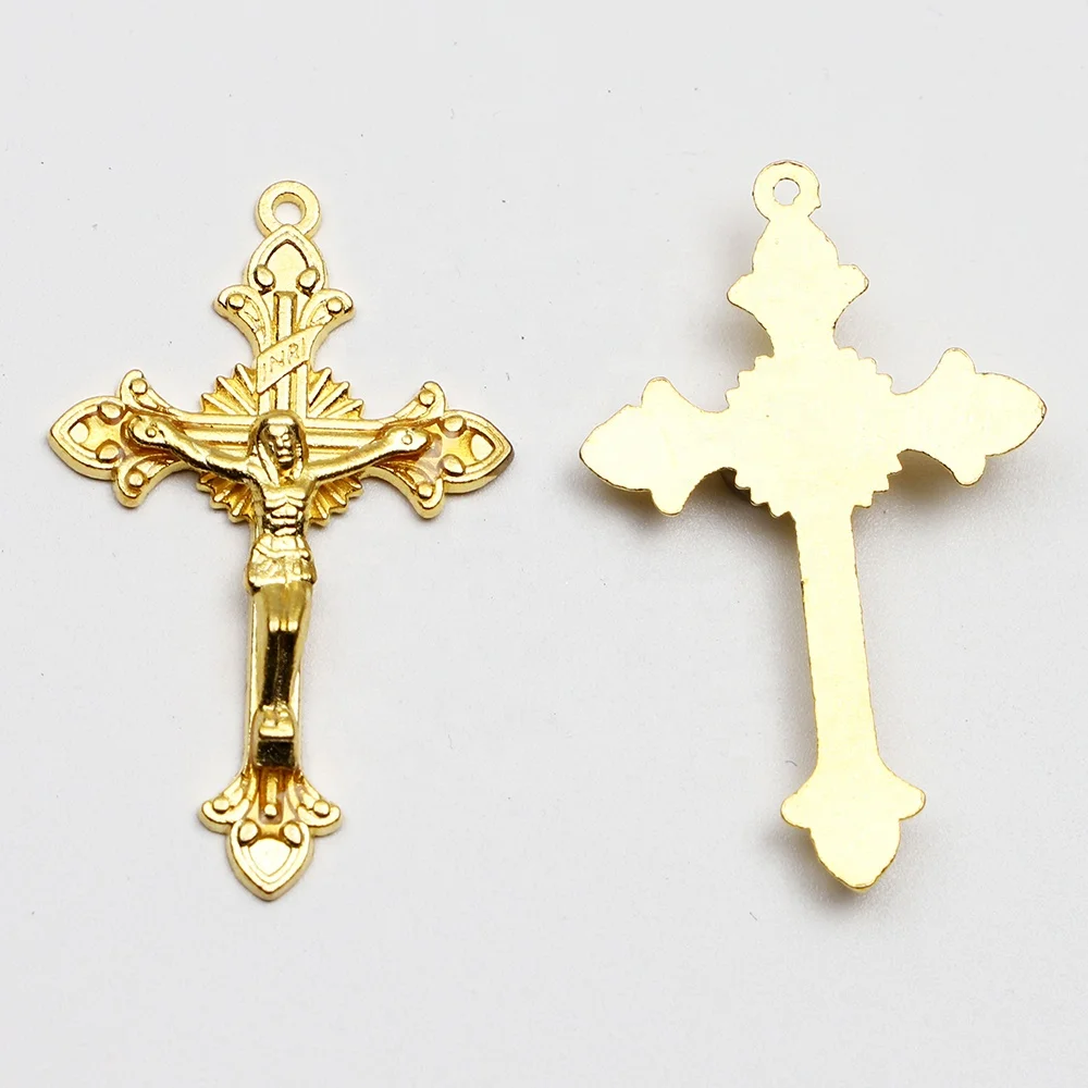 

2 Inches Gold Tone Religious Rosary Crucifix Cross Pendant