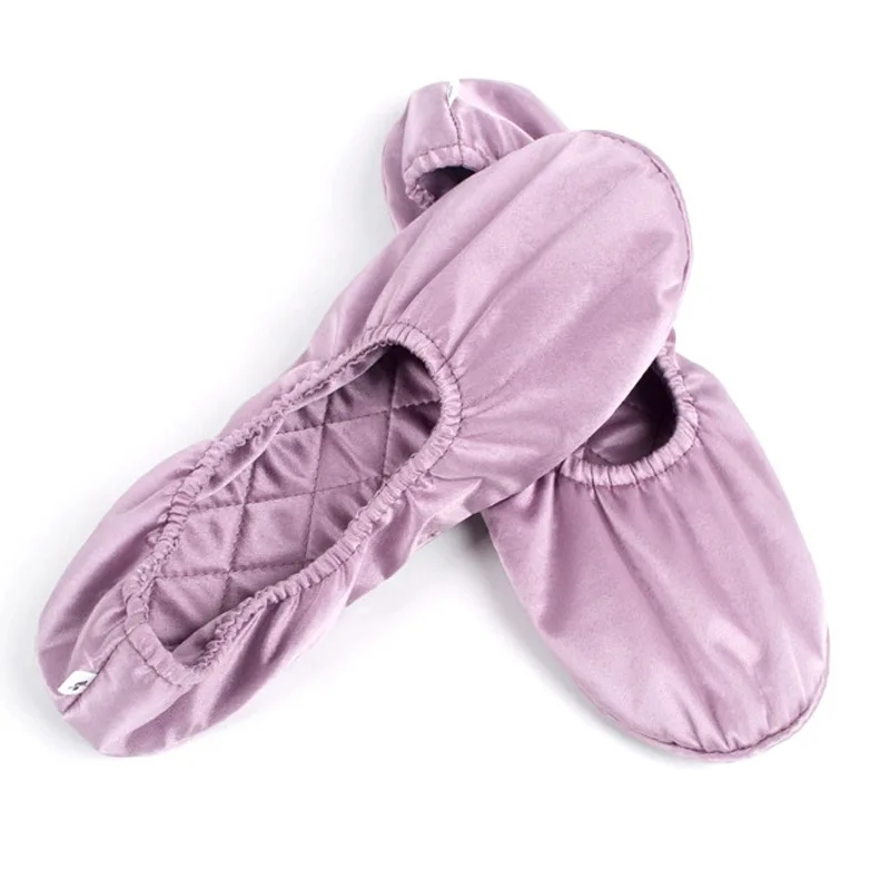 

19 Mumi Silk beautiful 100% Silk Airplane Travel Folding Slippers Home Shoes soft Ballet Shoes