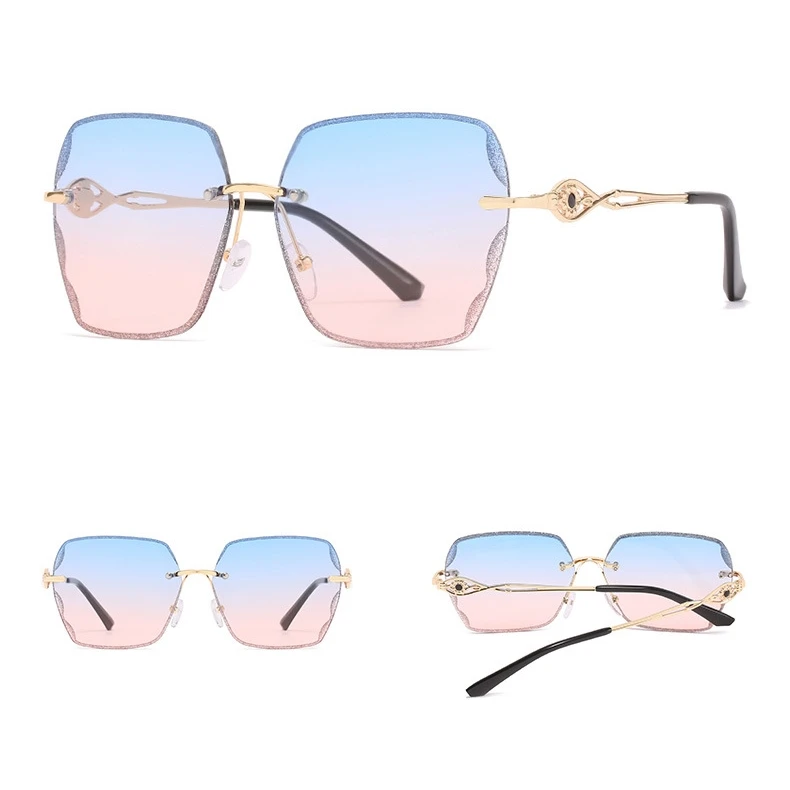 

DLL7146 Hot Selling 2021 New Trendy Custom sunglass Fashion Vintage Ladies Rimless square Frameless sunglasses for women, Picture colors