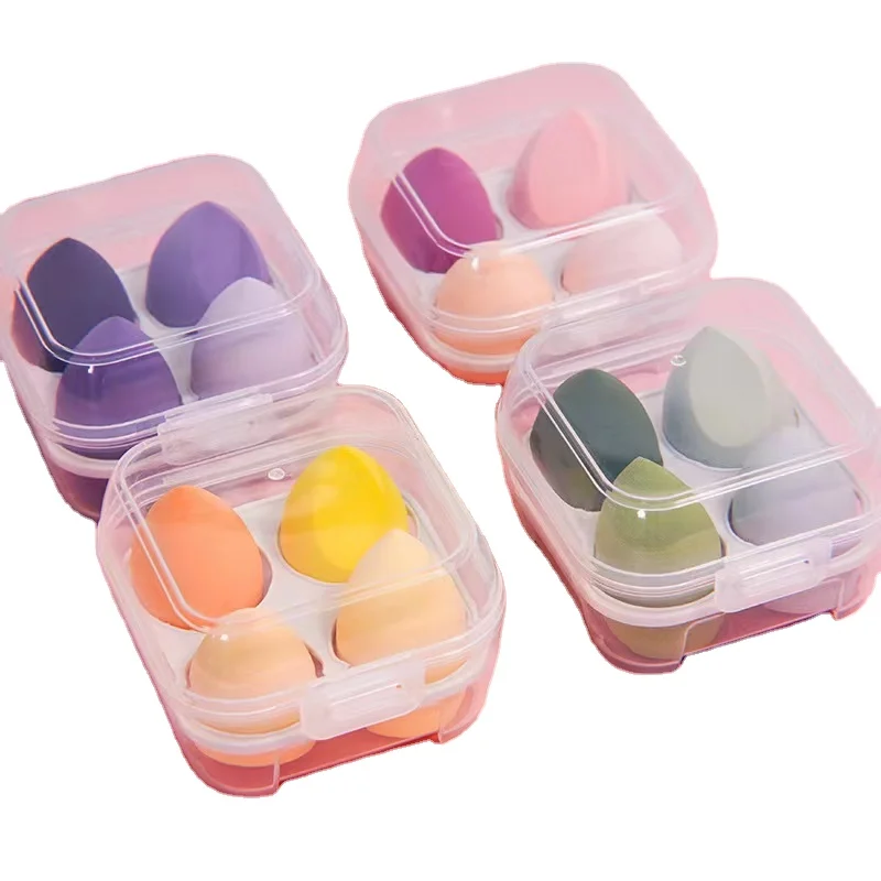 

4 pcs make up egg one box Private Label Beauty Makeup Egg Sponge Set Custom Soft Puff Powder Makeup Sponges