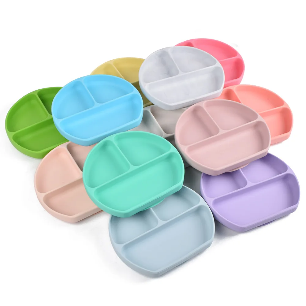 

Amazon hot selling silicone baby board food grade silicone non-slip baby food sucker baby dinner plate, Customizable