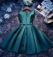 

Fashion dark green / blue party dress short section cheap dress fan-shaped satin lace with built-in bra sexy party dress