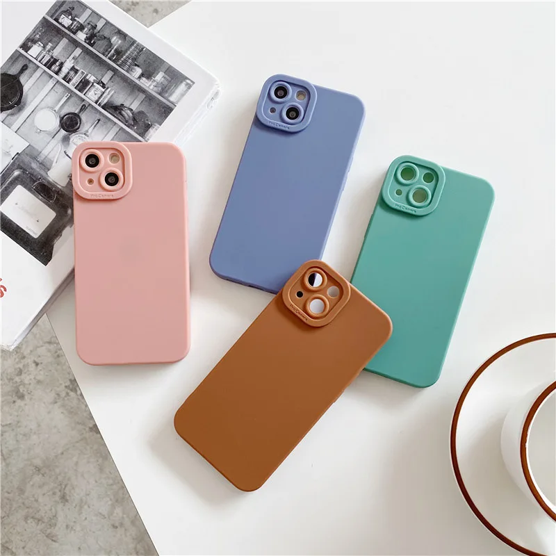 

Small Hole Solid Color Soft TPU Pro Camera Phone Case For Iphone 13 Mini