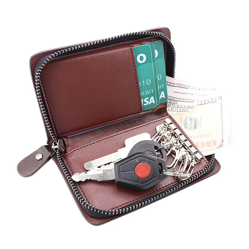 

2021 Amazon Genuine Leather Smart Magic RFID key bag card clip wallet Custom Minimalist Slim Credit Card Holder Mens