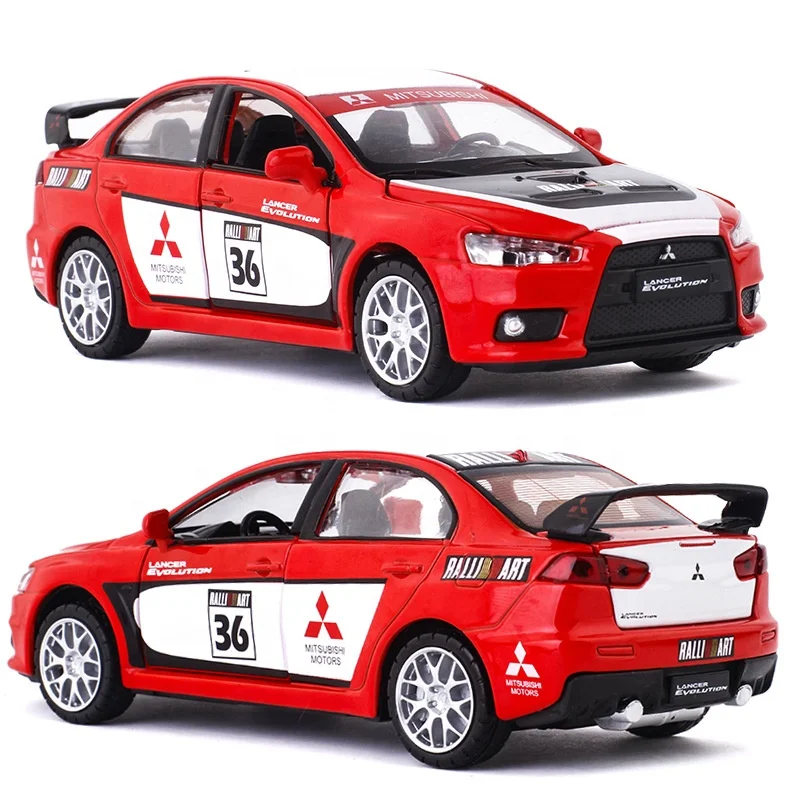 

MSZ 1:32 EVO Rally Car Alloy Pullback Two Door Open Sound Light Functions Pullback Car Model Diecast Toy Vehicles