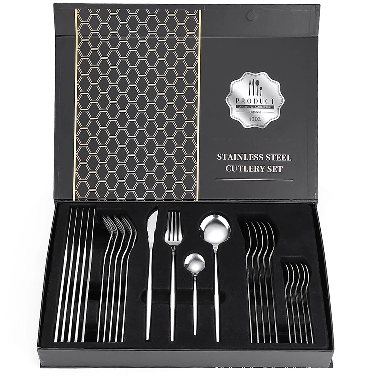 

Talheres Set Portuguese Flatware Silverware Set Stainless Steel Cutlery Set For Six, Silver/rose gold/gold/black/gold+color handle