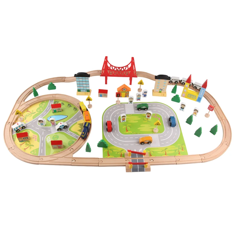 

Manufacturer direct sale high quality 85PCS wooden train track set toy popular train toys educational kids