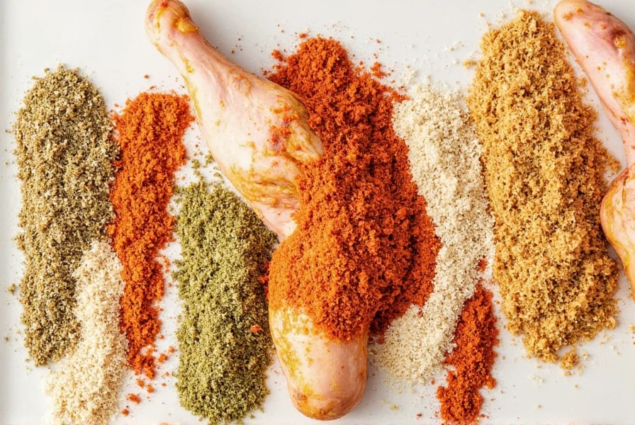Chicken rubbed with spices before cooking