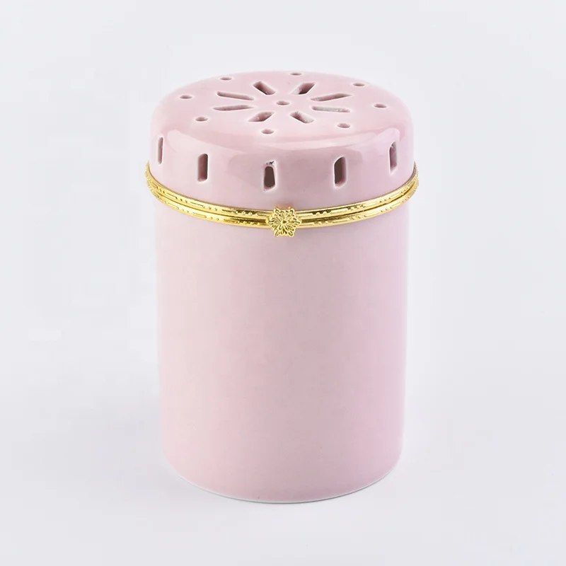 Pink Ceramic Candle Holder WIth Lids