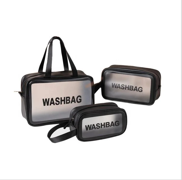 

BEAU FLY Portable Toiletry Waterproof Handle transparent pvc bulk cosmetic bags, Black, white, pink