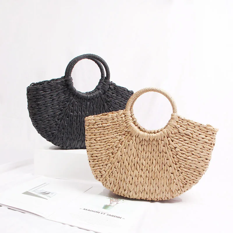 

Hot Selling 2020 Women Bucket Straws 100%natural seagrass straw bag sea grass summer beach bags
