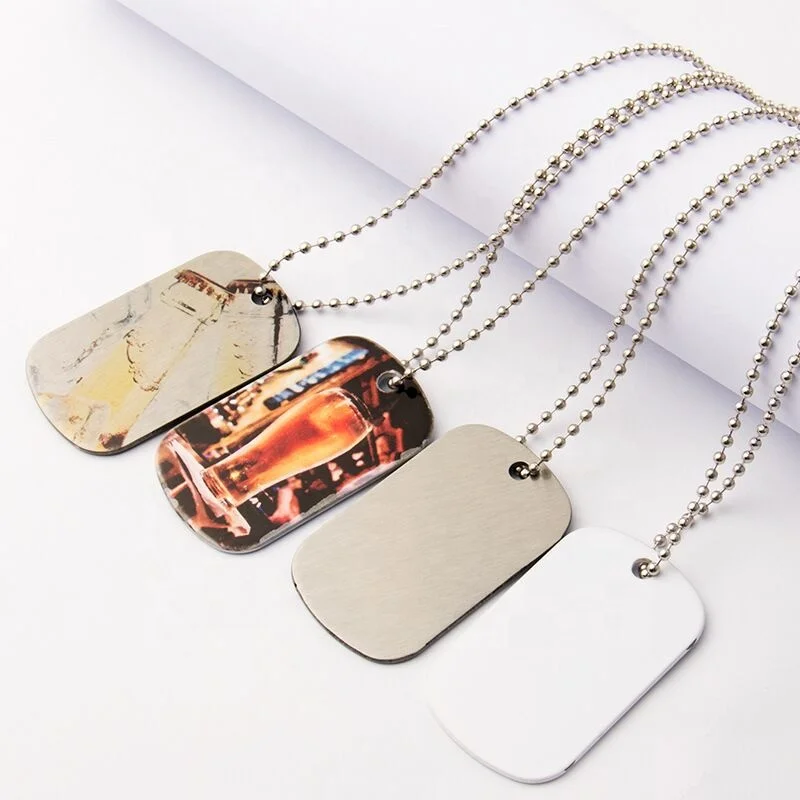 

New arrival Sublimation Necklace Metal Dog Tags Double Sides Necklace Pendant Blanks Custom Promotion Gifts, Silver /gold
