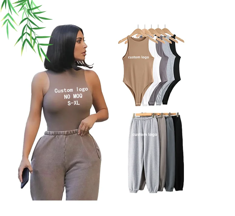 custom logo  skims silicone female sexy pants add jumpsuit two piece women's playsuits sets